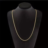 Fashion 18K Gold Necklace 2MM 16/18/20/22/24/26/28/30 Inch Side Chain Necklace For Women Men Jewelry 925 Silver Necklace