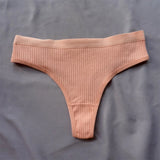 3 Pcs Seamless Ladies Ribbed Cotton Thong Simple Women's Low Waist Bikini Briefs Sports Girls Underwear Plus Size