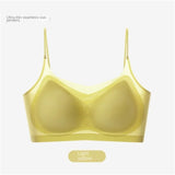 Ultra-Thin Breathable Ice Silk Top Bra Women's Seamless Back Halter Vest Wrap Bra Small Chest Together