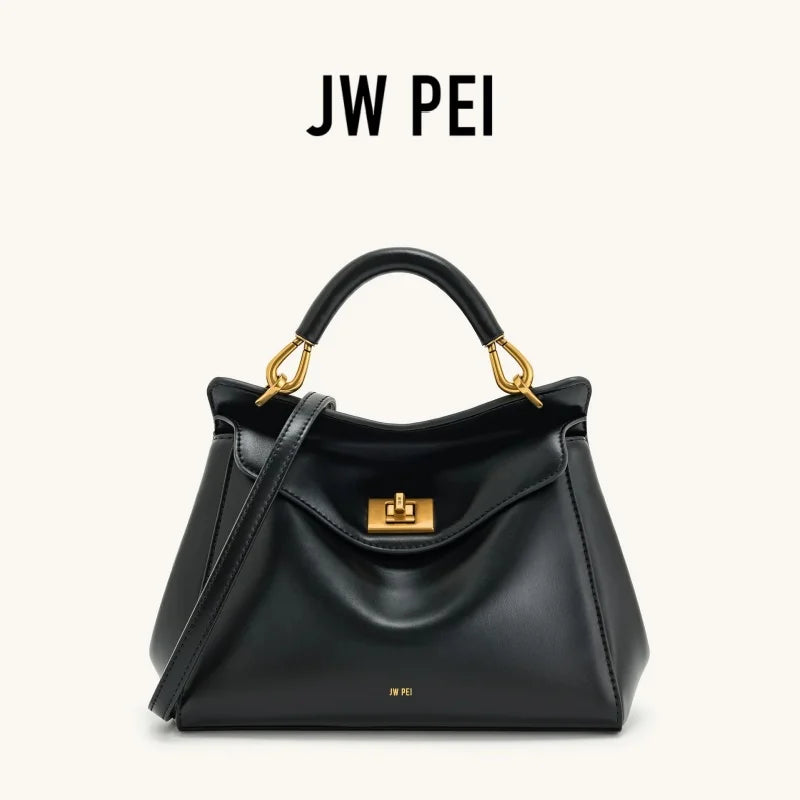 JW PEI Lucia Top-Handle Bag Luxury Designer Crossbody Shoulder Bag for Women Elegant Turn Lock Vegan Leather Messenger Purse