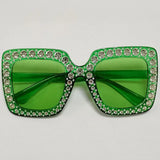 Diamond Oversized Sunglasses Big Square Frame Sunglasses UV400 Crystal Eyewear Retro Rhinestone Frames Eyeglasses