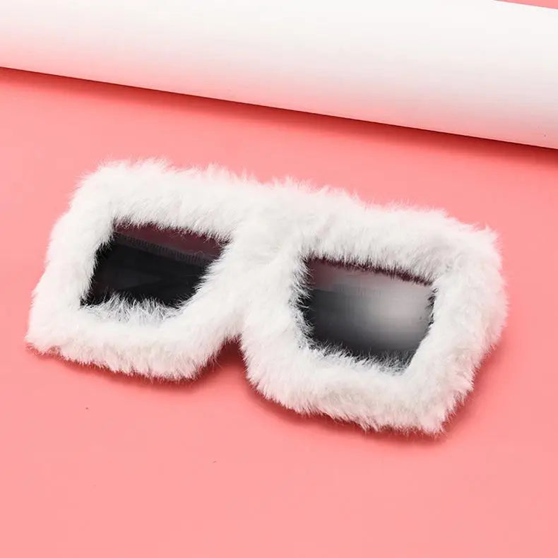 Y2K Oversized Plush Sunglasses Style Soft Fluffy Winter Shades Party Christmas Halloween Cosplay Novelty Glasses for Women