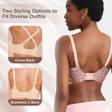 Deep V Jelly Bras Wireless Comfortable Bra Supportive No Underwire Bras Tshirt Push Up Bralette Pink Leopard Plunge Seamless Bra