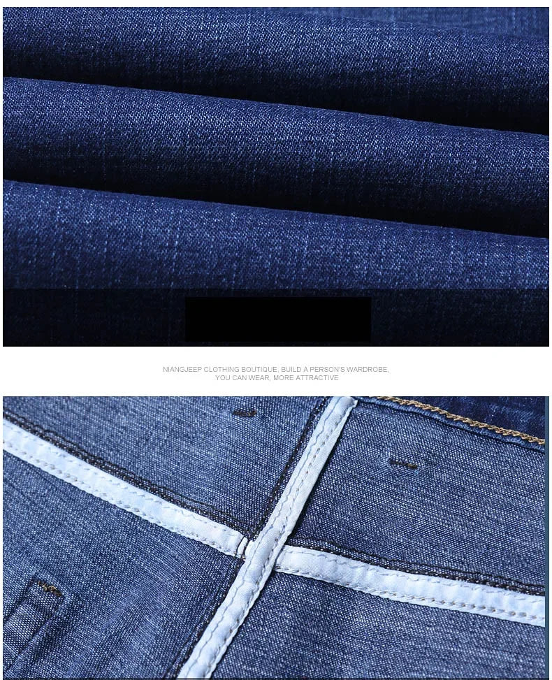 Men Fashion Straight Jeans Men 2026 New Stretch Slim Fit Pants Comfortable Soft Business Denim Trousers Male Brand Clothing