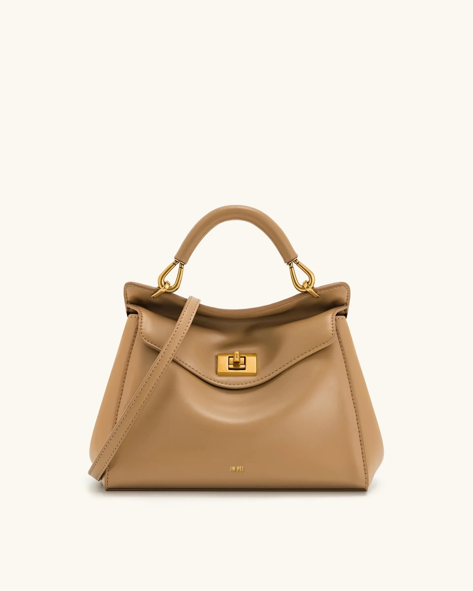 JW PEI Lucia Top-Handle Bag Luxury Designer Crossbody Shoulder Bag for Women Elegant Turn Lock Vegan Leather Messenger Purse
