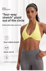 YOGA Naked Feeling Strappy Padded Sports Bras for Women - Fitness Workout Top Criss Cross Back Yoga sports Bras No steel ring