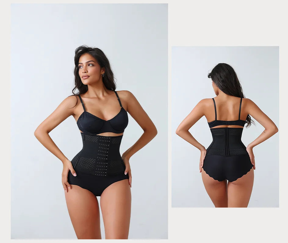 New Adjustable Waist Trainer for Women Double Belts Neoprene Corset with Zipper Workout Cincher for Tummy Control & Back Support