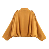 TFMLN Women Suede Bomber Jacket Spring New Fashion Long Sleeve Zipper Oversize Solid Bomber Coat Chic Lady 2025 Streetwear