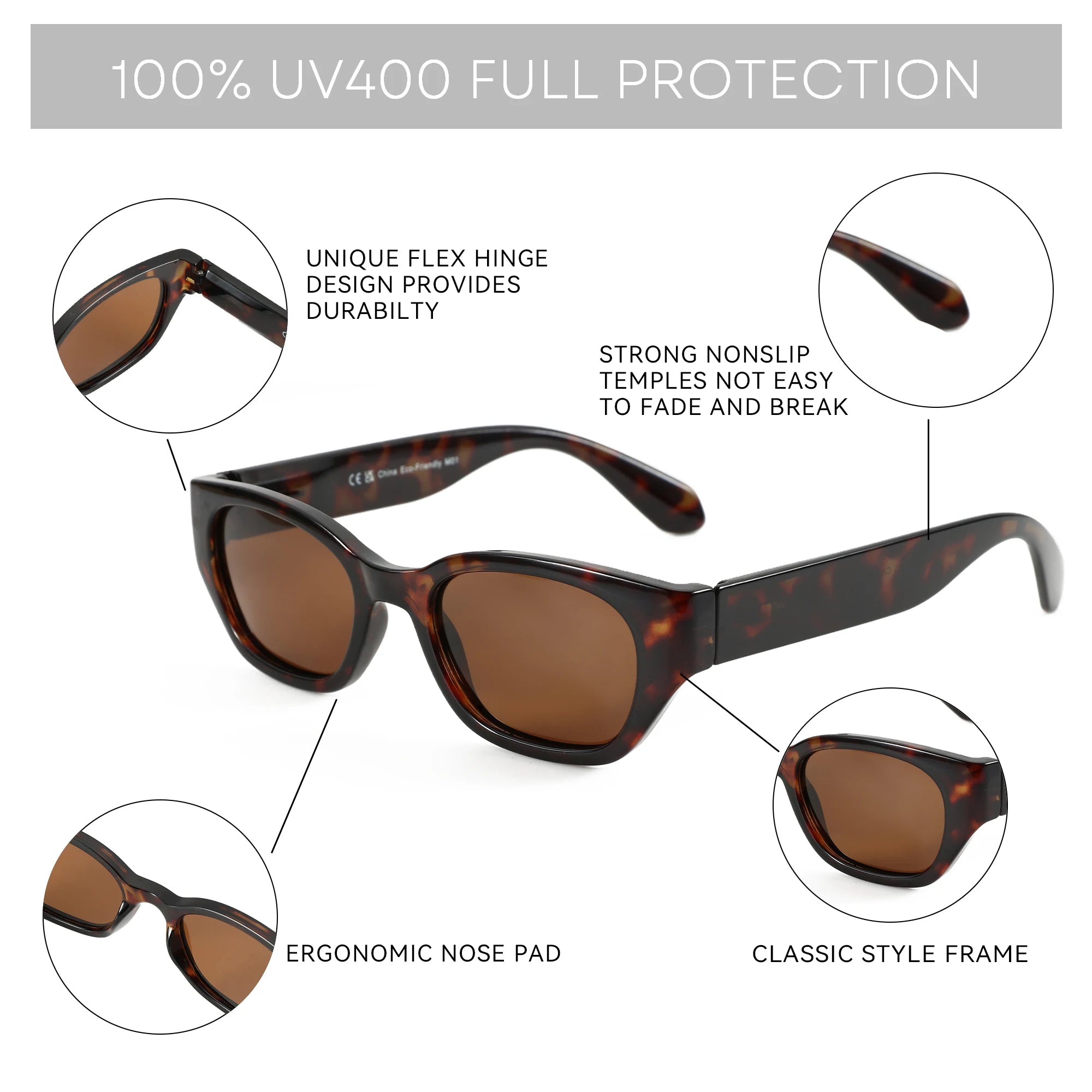 ZENOTTIC Cat Eye Narrow Retro Sunglasses for Women Polarized UV400 Sun Glasses for Small Face Trendy Shades