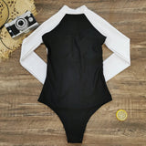 2026 Surfing Sport Swimsuit Long Sleeves Women One Piece Swimsuit  Swimwear Solid Monokini Bathing Suit Tropical Bodysuit Female