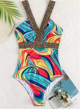 Vigoashely 2026 Sexy Print Strapped Swimwear Women Push UP One Piece Swimsuit Monokini Backless Hollow Summer Bathing Suit