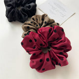 Korean Women Hair Simple Satin Scrunchies Wave Point Hair Band For Girls Ponytail Holder Rubber Bands Hair Ties Hair Accessories