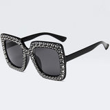 Diamond Oversized Sunglasses Big Square Frame Sunglasses UV400 Crystal Eyewear Retro Rhinestone Frames Eyeglasses