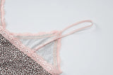 Hugcitar Leopard Print Slips Bows Patchwork Lace Sexy Slim Crop Camis Top Summer Fashion Women Y2K Outfits Festival Party