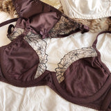 French Ultra Thin Women Lingerie Set Sexy Satin Lace Splicing Comfort Bras Leopard Print Temptation Bra and Thong Sets Underwear