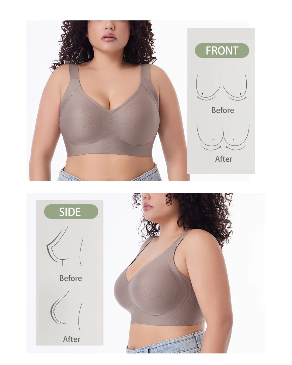 FallSweet Push UP Bra for Women Seamless Plus Size Bras Thin Cup Wireless Bralette Sexy Brassiere Femme M-6XL