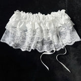 2026 Korean Ins Unique Lace Layered Gauze Skirts Lace Trim A-Line Short Cloth Mini Waist Skirts Harajuku Girl's White Skirts Y2K