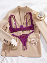 Women's Lingerie Ultra Sexy Open Bra Thong Sets Romantic Lace Underwear Hollow Ultra Thin Lingerie Set Intimate Erotic Lingerie