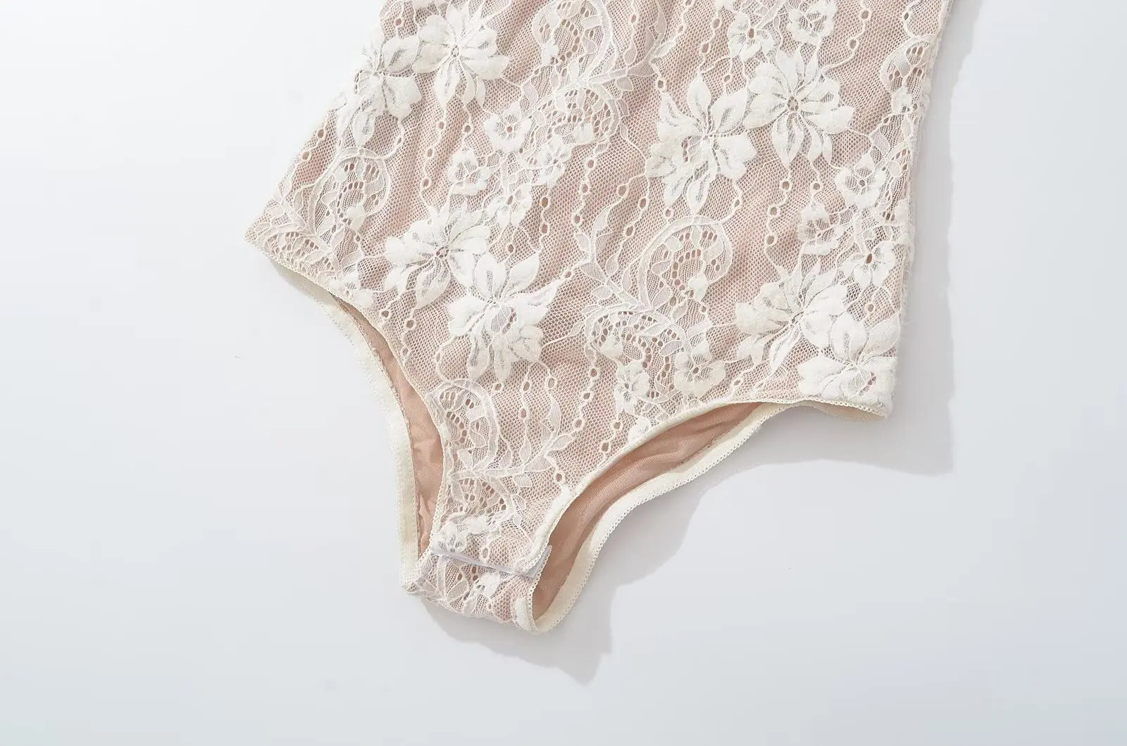 Sexy See Through Lace With Lining Backless Spaghetti Strap Bodysuit Woman Sling Tight Short Jumpsuit Slim Fit Rompers Playsuits