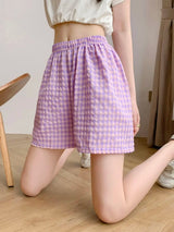 Summer Home Shorts Women's High Waisted Slimming Wide Leg Pants Sports Casual Pants Loose Plaid Pajama Pants