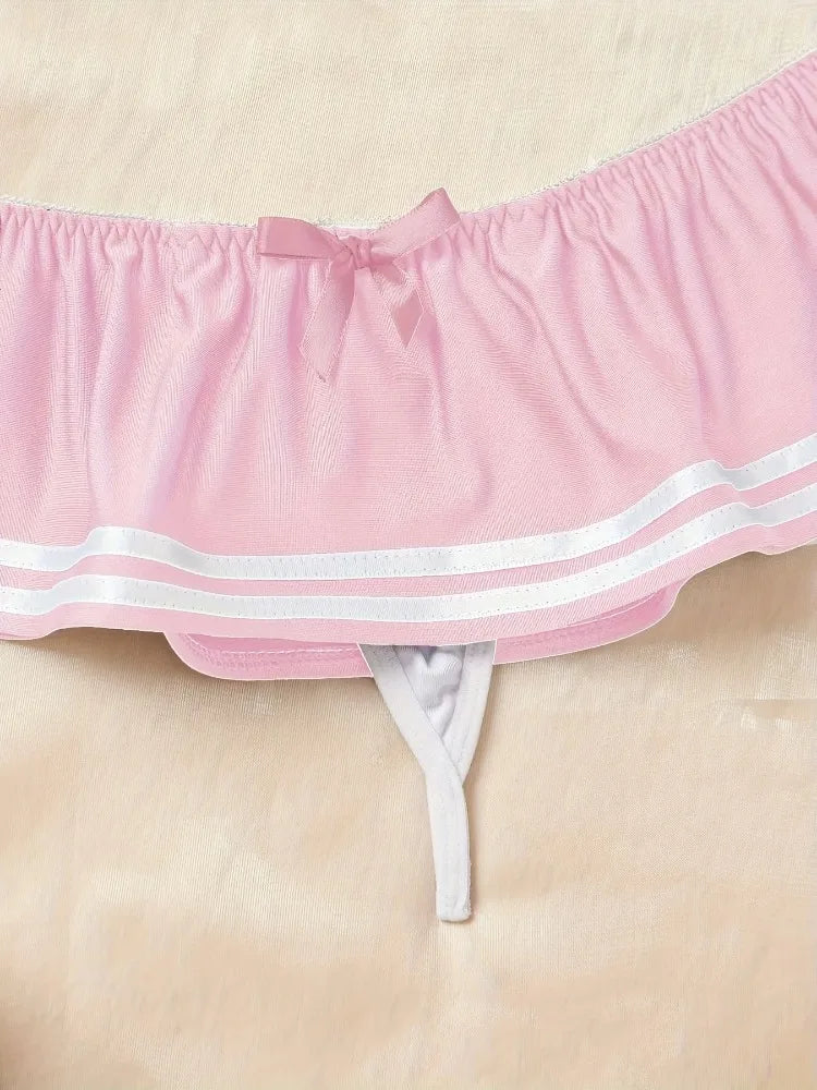 Naughty Sexy Sailor Lingerie Set, Schoolgirl Cosplay Costume 3 Piece Bikini Outfit for Roleplay Halloween Bachelorette Party