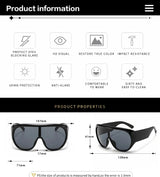 INS Popular Oversized Pilot Sunglasses Women Fashion Luxury Big Frame One Piece Gradient Sunglasses Retro Classic Thick Shades