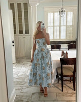 Suninheart Summer Clothes for Women Midi Elegant Dress 2025 New Arrivals White Floral Print Holiday Dress