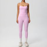 Halter Yoga Top Set Fitness Gym Suit Training Sleeveless Sport Gym Tops Crossover Back Sports Underwear  Tummy Control Slimming