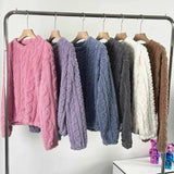 Women's Thickened Warm Sleepwear coral velvet homewear Fluffy O-neck leisure pajamas Striped Large Size Adapted Winter Sleepwear
