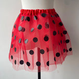 Children's mesh dress half skirt with big black dots, bee or ladybug dress, holiday carnival mini skirt