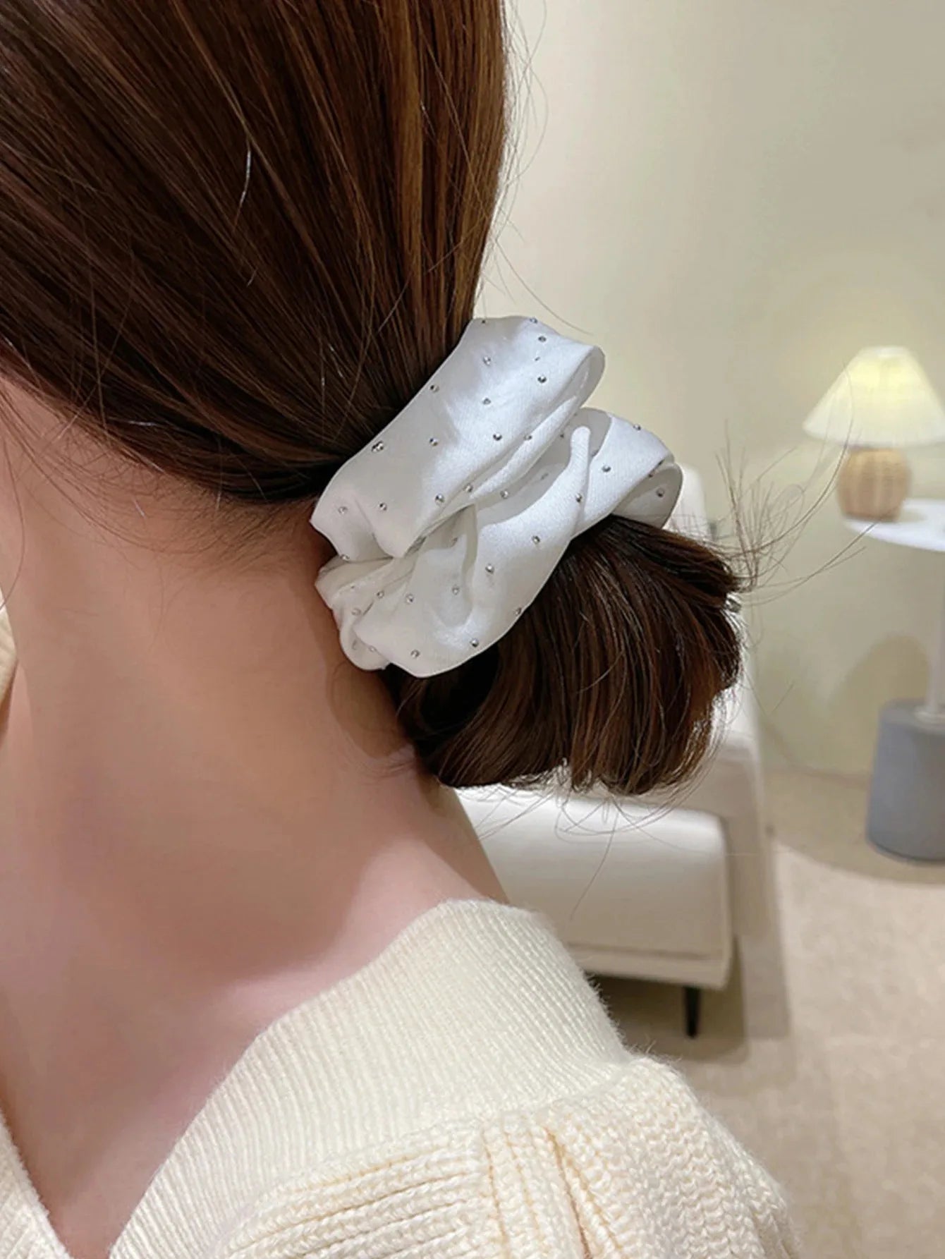 3 Pcs Crystal Dot Scrunchies Hair Rings Fashion Hair Accessories for Women Girls Party Ponytail Holder Hair Accessories