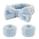 Women's Soft Coral Fleece Headband Wide Bow Hair Band Wristband for Skincare Face Washing Hair Accessories