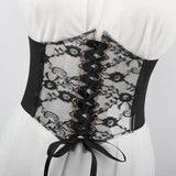 Fashion Women Waist Corset Flower Embroidery Elastic Waistband Black White Red Pink Wide Lace Slimming Body Belts Cummerbunds