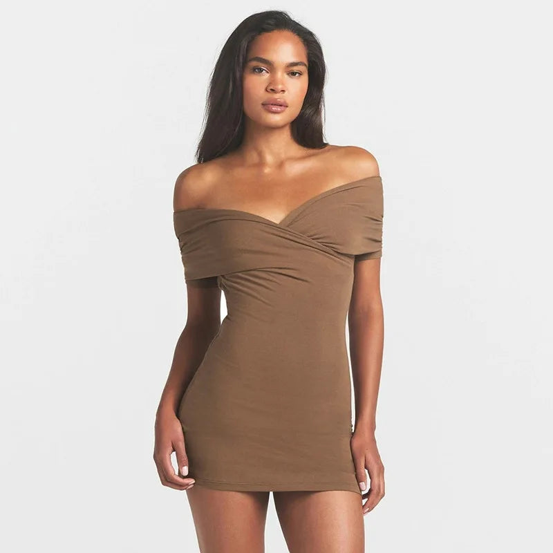Nsauye 2026 Casual Summer Women Dresses Mini Bodycon Short Sleeve Sexy V Neck Party Evening Wrap Night Club Dress Outfits