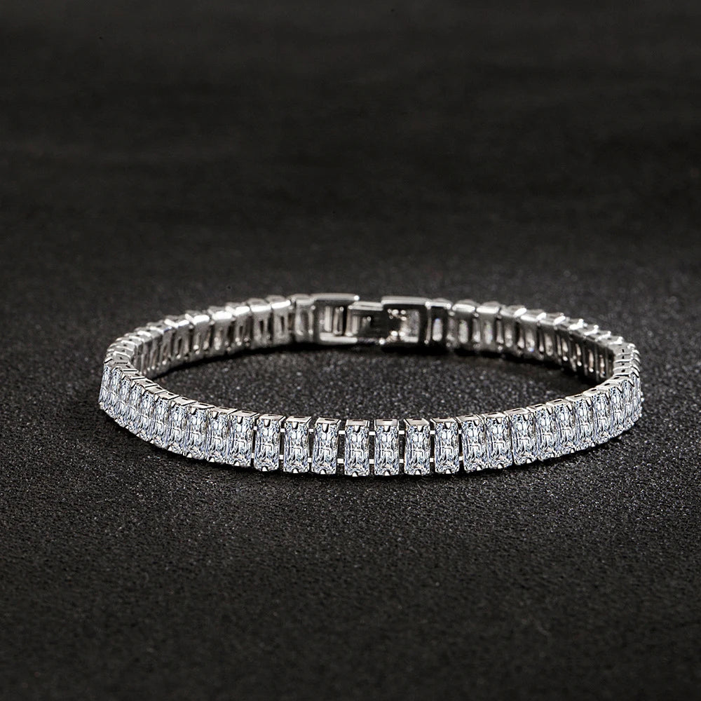 luxury designer Silver Color fine Crystal Bracelet For Women fashion Jewelry Engagement Wedding Glamour 18CM