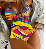 Vigoashely 2026 Sexy Print Strapped Swimwear Women Push UP One Piece Swimsuit Monokini Backless Hollow Summer Bathing Suit