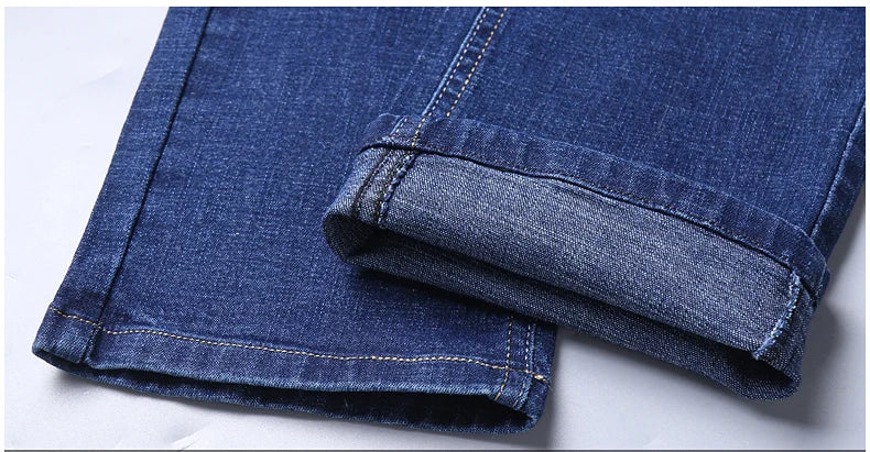 Men Fashion Straight Jeans Men 2026 New Stretch Slim Fit Pants Comfortable Soft Business Denim Trousers Male Brand Clothing