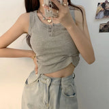 Tank Top for Women Ribbed Button Down Sleeveless Blouse Solid Color Casual Women's Teens Trendy Basic Summer Dresses