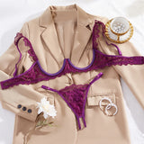Women's Lingerie Ultra Sexy Open Bra Thong Sets Romantic Lace Underwear Hollow Ultra Thin Lingerie Set Intimate Erotic Lingerie