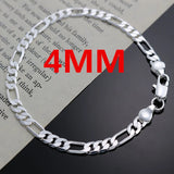 Noble New Arrive 925 Silver 4MM Chain for Men Women Bracelet Necklace Jewelry Set Lady Christma Gifts Charms Wedding