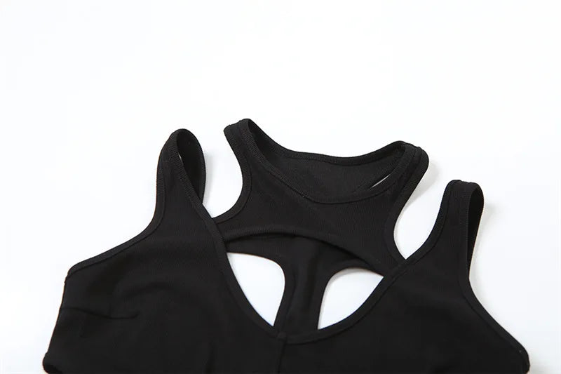 Gothic tops Y2k clothes sexy spicy hollow out bodysuit nigh clubwearr ashion women's patchwork slim fitting jumpsuit top tees