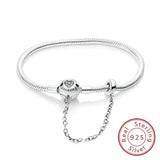 Bracelet Original 925 Sterling Silver Charm Bracelet 17-20CM Love Heart Pave Zirconia Bracelet for Women DIY Charm Jewelry Gifts