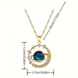 Stainless Steel Clavicle Chain Exquisite Starry Sky Planet Light Luxurious Temperament Gorgeous Necklace Star and Moon Versatile