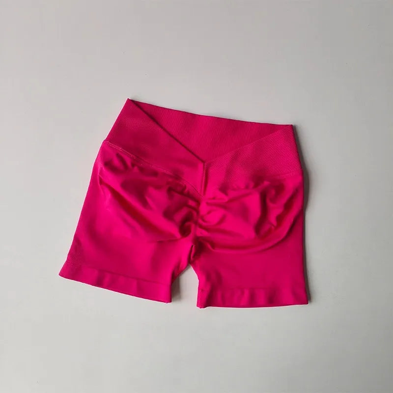 Women's High-Waist Yoga Sports Shorts Summer V-Shaped Widen Peach Hip Lifting Tight Fit Three-Part Fitness Shorts