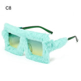 Y2K Oversized Plush Sunglasses Style Soft Fluffy Winter Shades Party Christmas Halloween Cosplay Novelty Glasses for Women