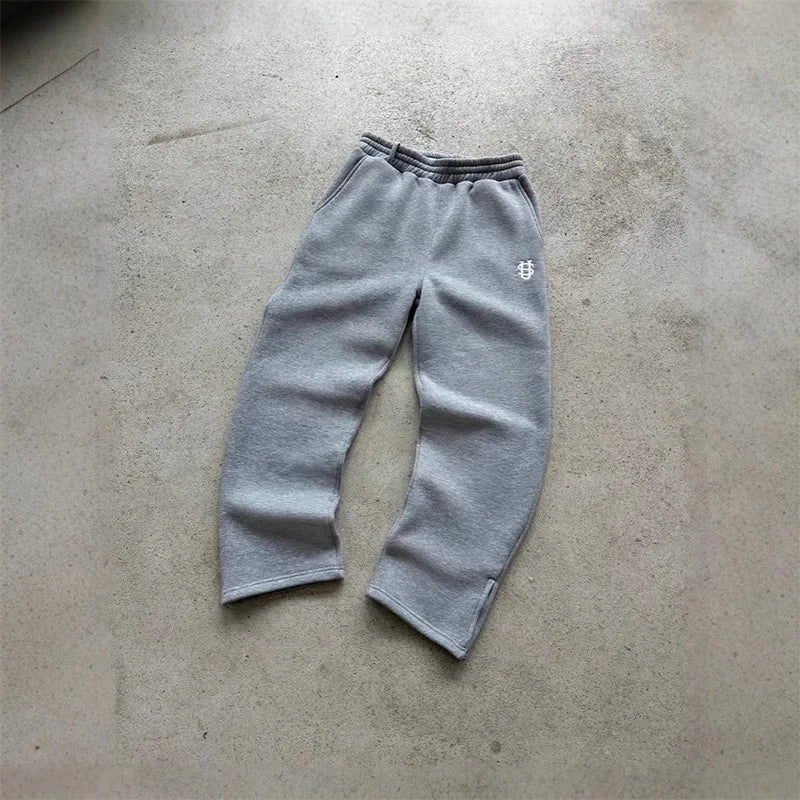 High Waist Autumn Drawstring Zipper Sweatpants Solid Color Casual High Street Hip-Hop Rap Y2K Style Trousers