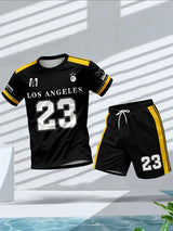 Plus Size Men's Quick-Dry Short-Sleeve T-Shirt and Shorts Set Men's Breathable Athletic Set Fitness T-Shirt and Shorts Set
