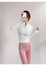 Sun Quick Drying Sports Coat Women's Tight Top Yoga Jacket Long Sleeve Zipper Jacket Running Fitness Women's Jacket S-3XL
