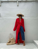 Solid Beach Cover Up Women Self Belted Wrap Kimono Dress Swimsuit 2025 New Robe Summer Beachwear Factory Supply