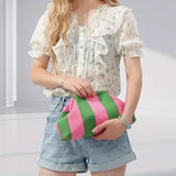 Women's Striped Beach Clutch Bag Versatile Small Woven Crochet Handbags Purses Knitting Dumpling Clutch Casual Bag